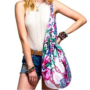 Tropical Pink Aloha Full Zip Floral Market Hobo Bag New